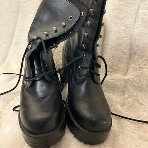 Black Studded Heeled Boots